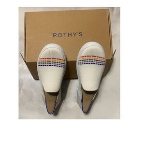 Rothy's Girl’s White Flats with Rainbow Accents